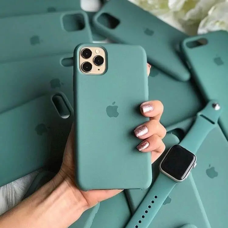 Pine green liquid silicone case for Iphone