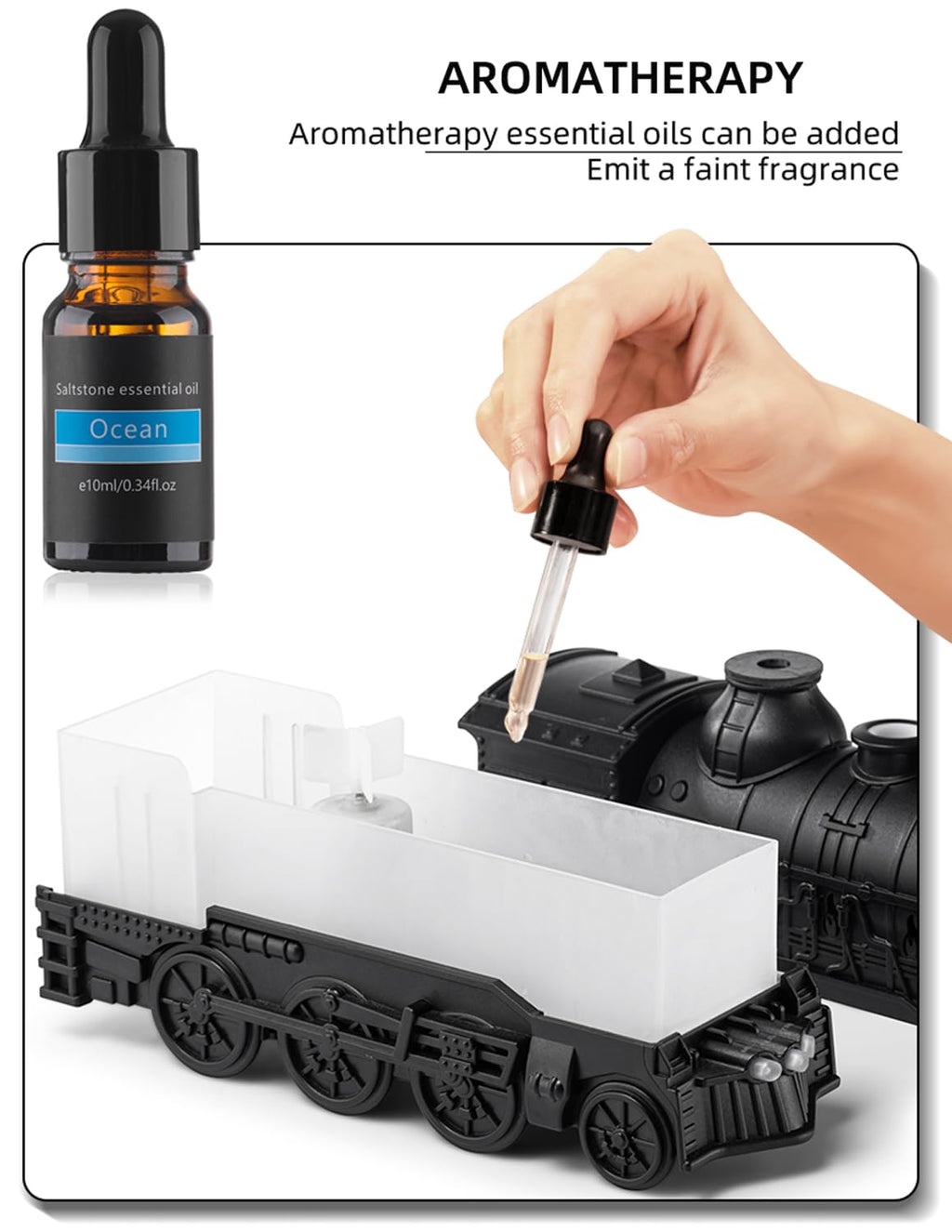 Cool Mist Train Humidifier – Portable Mini Train Essential Oil Diffuser (300ml)